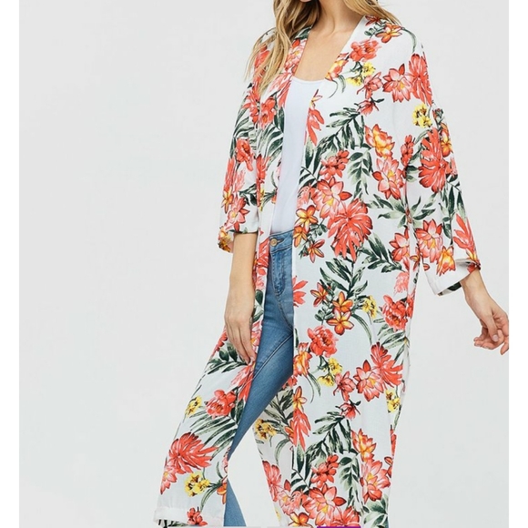 🌿 Brand new floral open front side-split duster/kimono - Picture 4 of 11